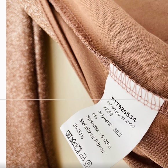 Shein METALLIC bronze STRETCH BODYSUIT open back BLOUSE SHIRT - Picture 9 of 15